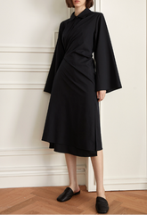 Long Sleeve Wrap Dress with Side Slit - Nasdy